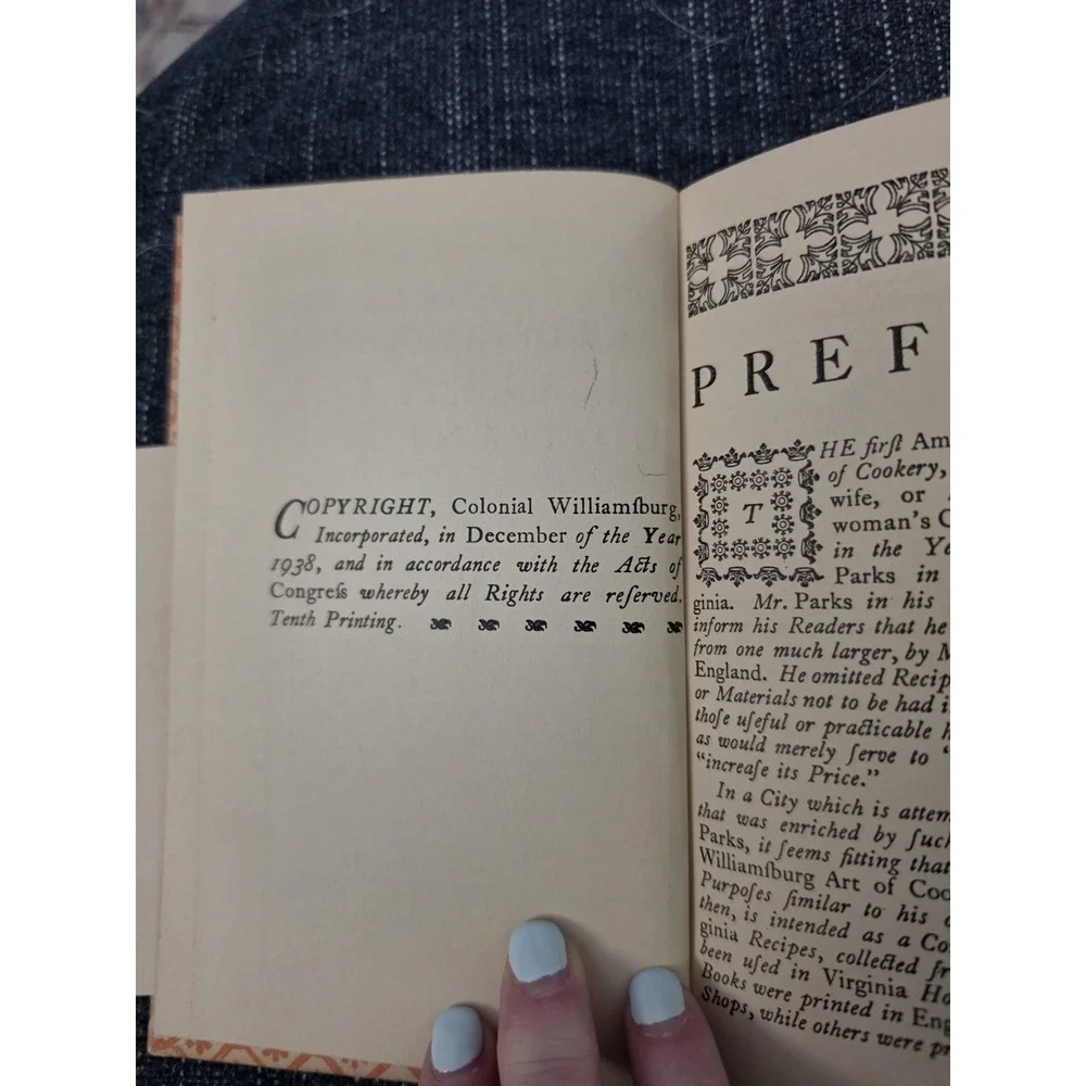 The Williamsburg Art of Cookery Facsimile Edition; 1938 10th Printing VERY GOOD‎